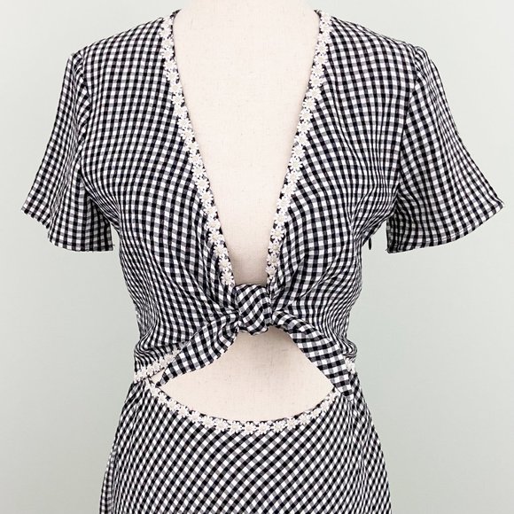 NWT Solid & Striped x Revolve | Black & White Gingham Cutout Dress Large - Picture 7 of 12